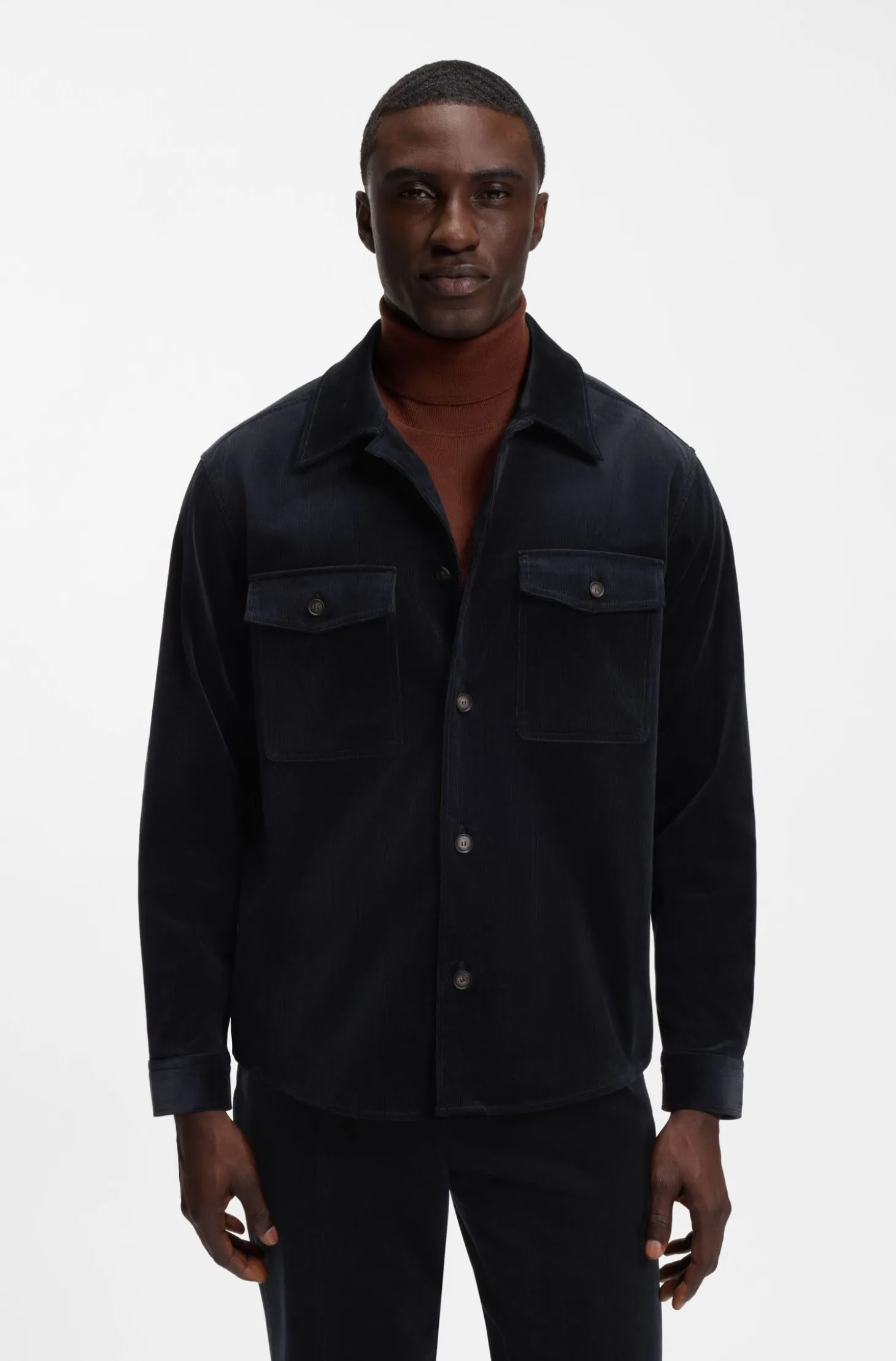 Relaxed-fit blazer in micro-pattern stretch cotton