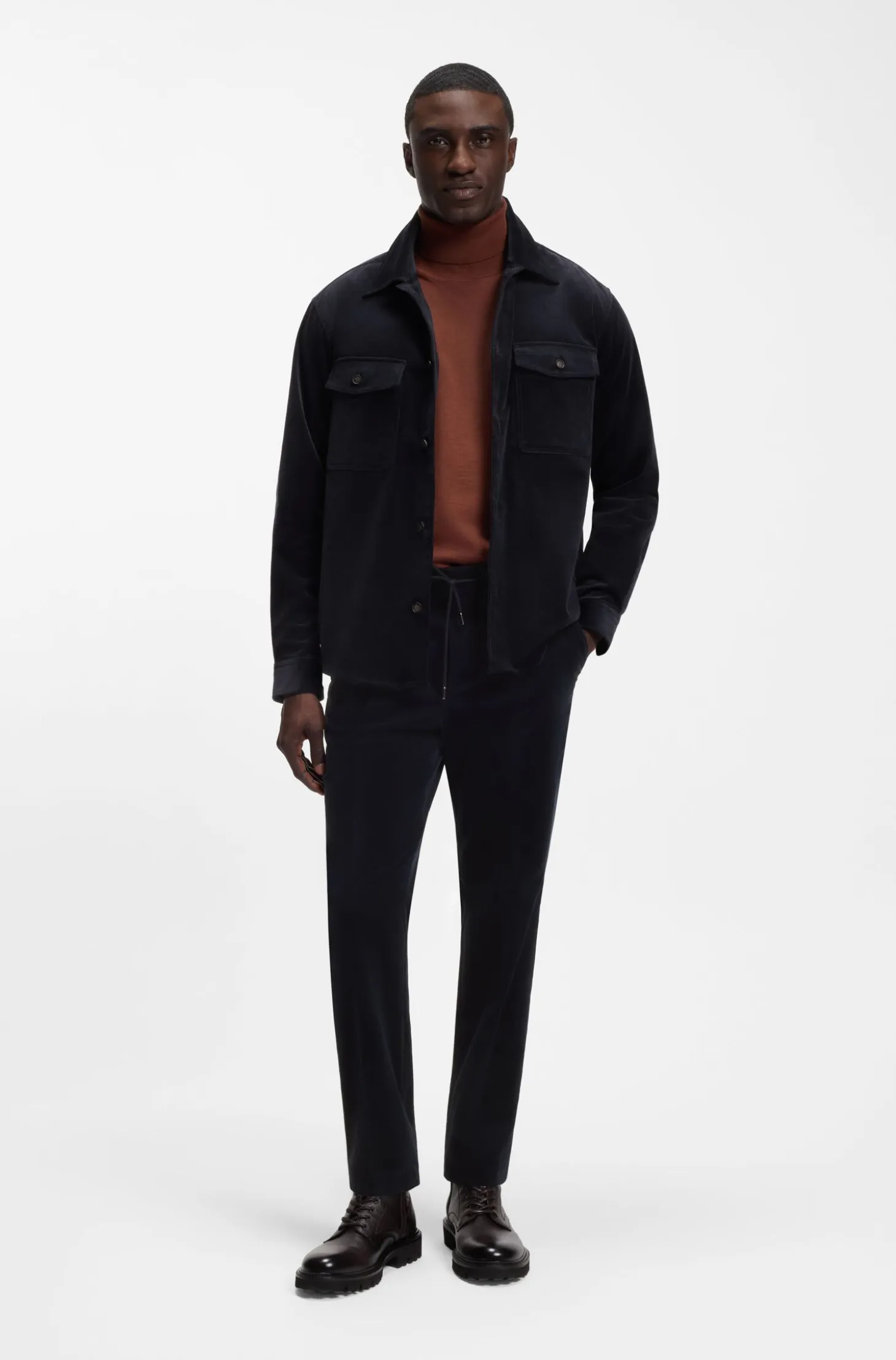 Relaxed-fit blazer in micro-pattern stretch cotton