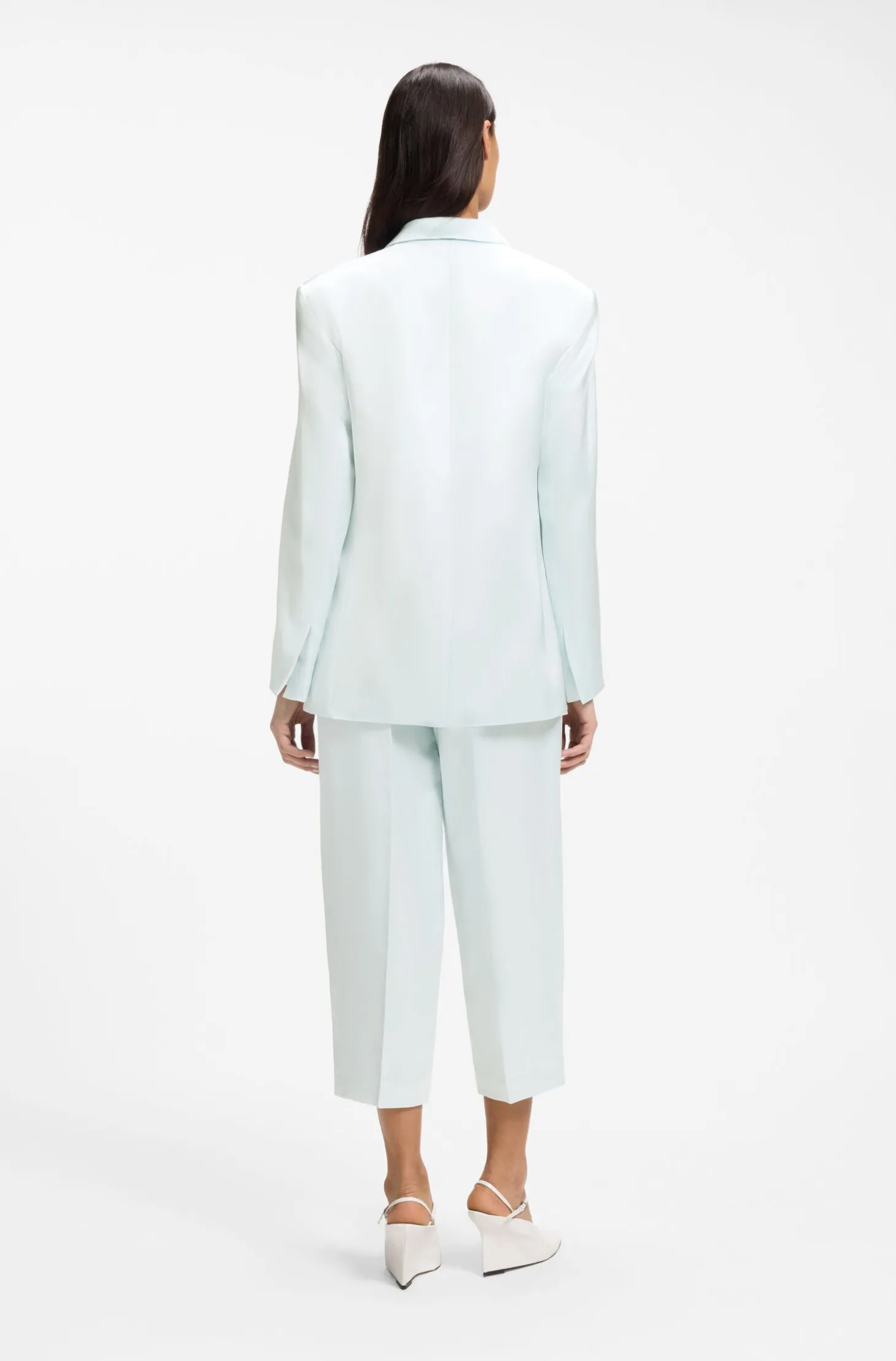 Relaxed-fit blazer in sateen with concealed closure