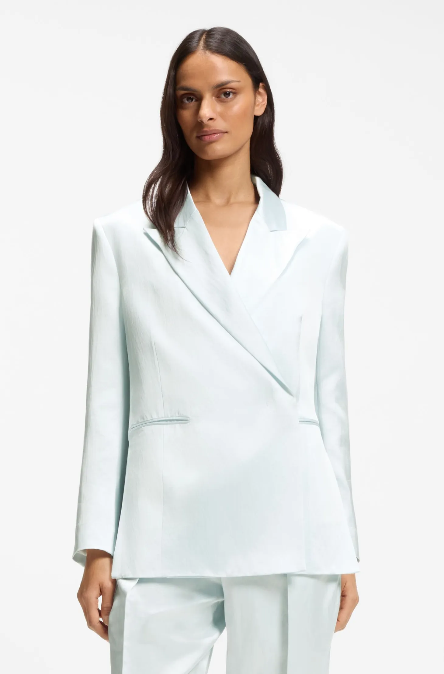 Relaxed-fit blazer in sateen with concealed closure