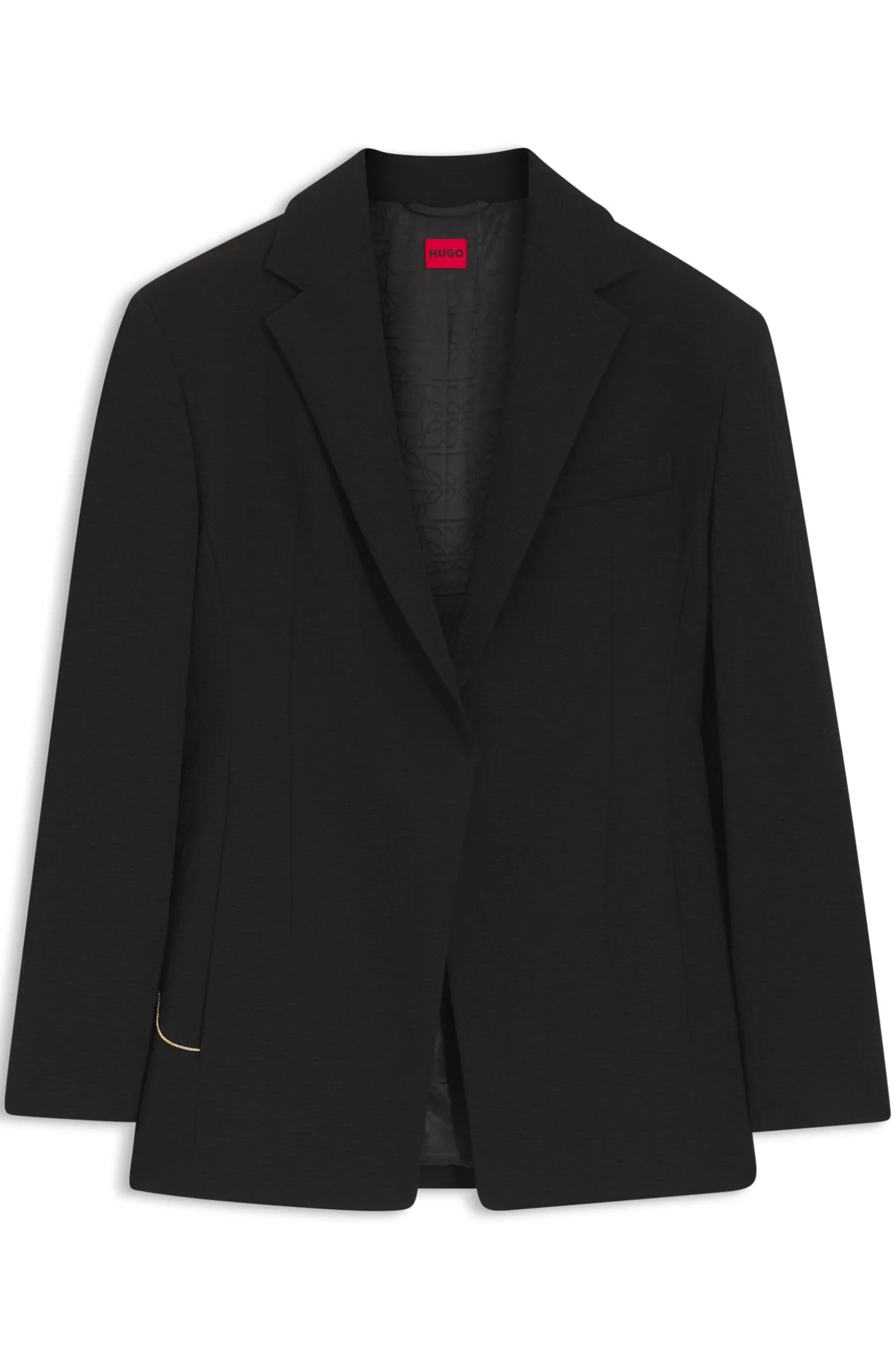 Relaxed-fit blazer in seersucker with chain belt