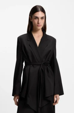 Relaxed-fit blazer in wool-blend gabardine