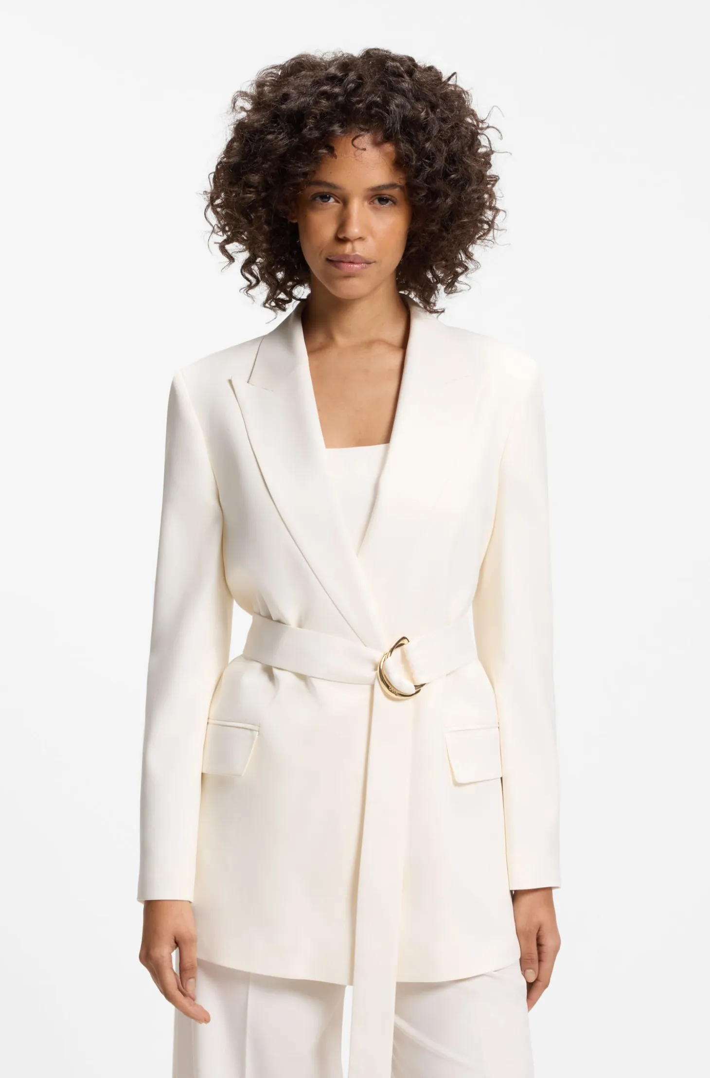Relaxed-fit blazer with D-ring belt