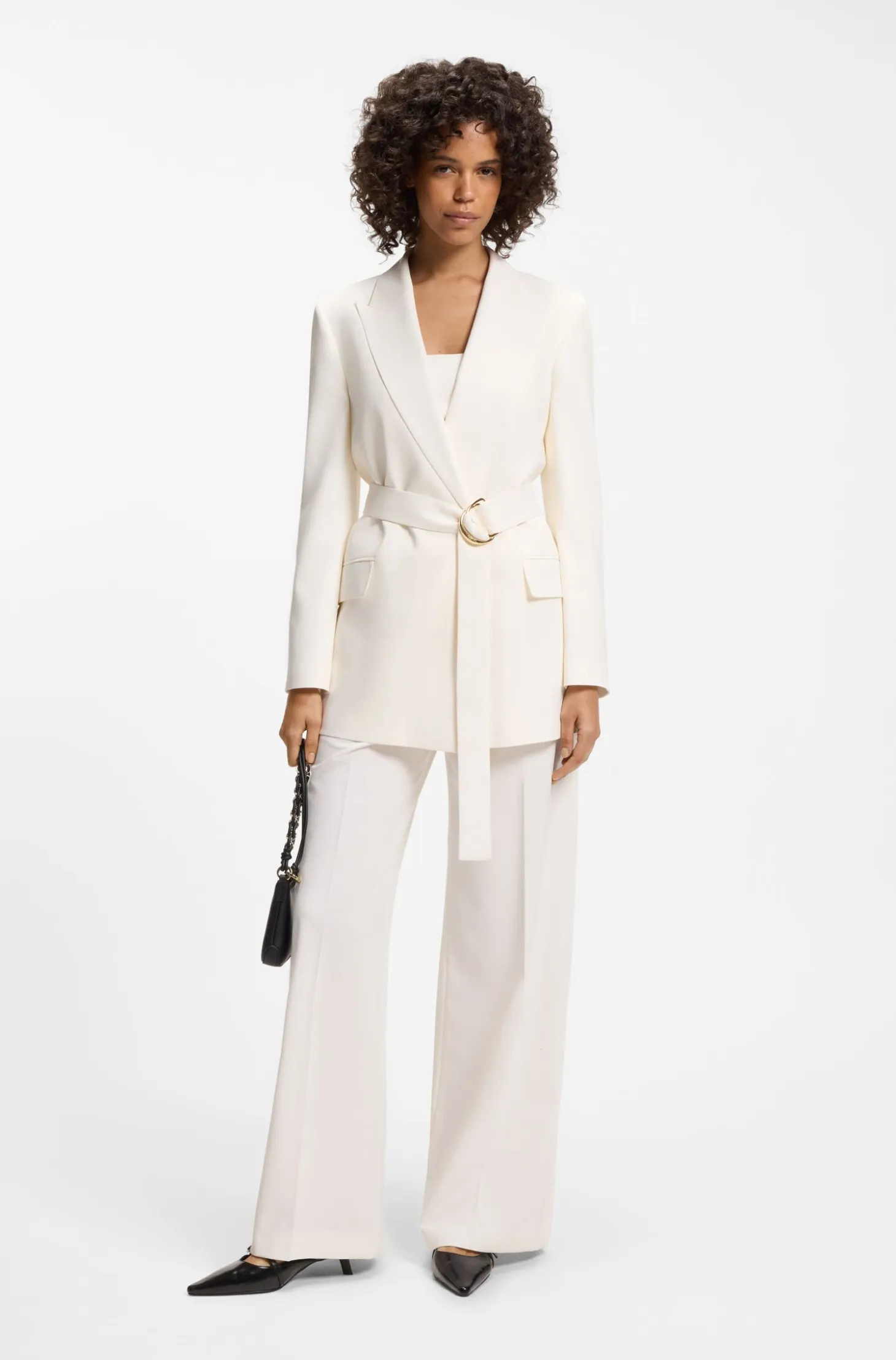 Relaxed-fit blazer with D-ring belt
