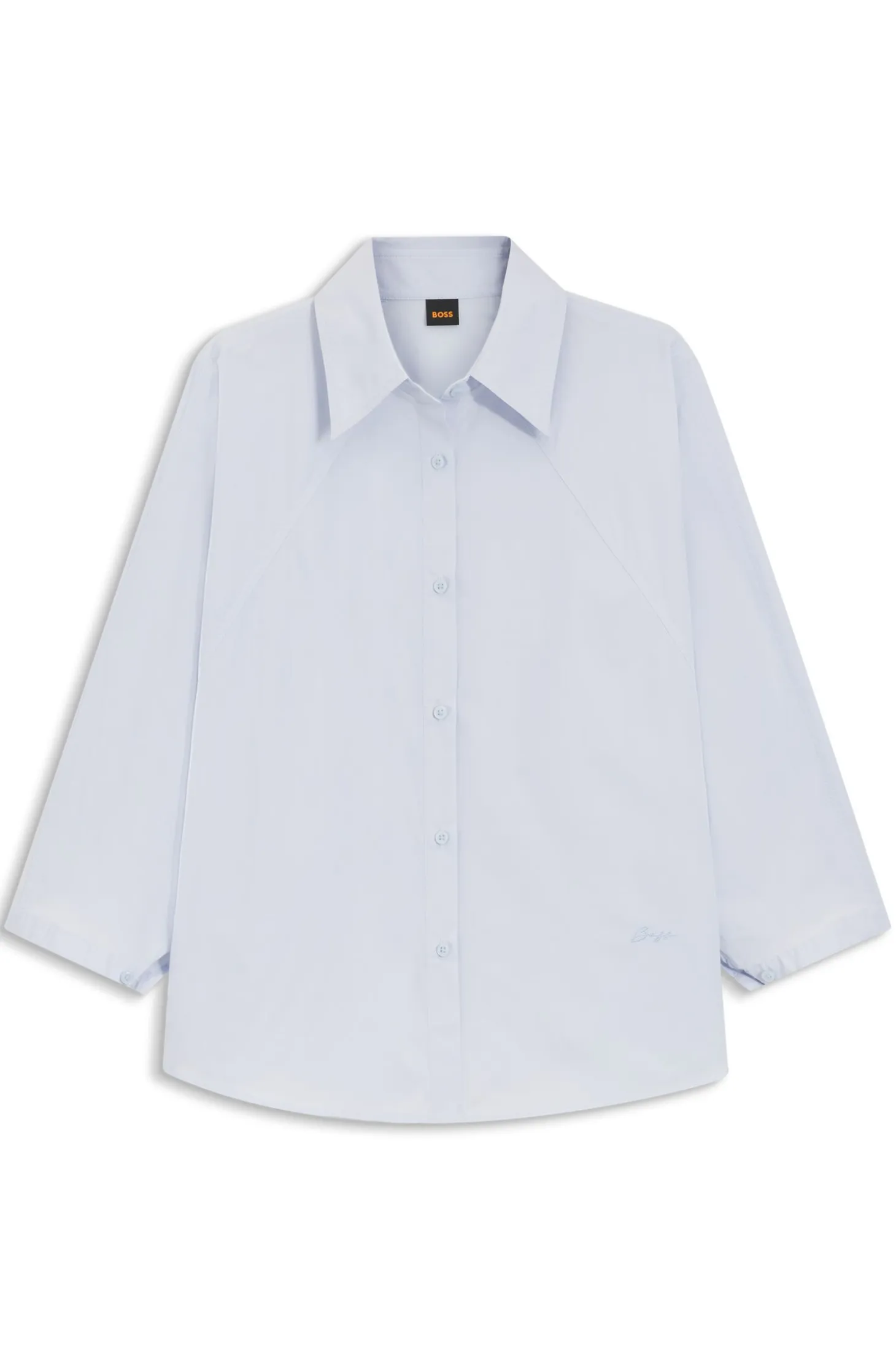 Relaxed-fit blouse in cotton poplin with kimono sleeves