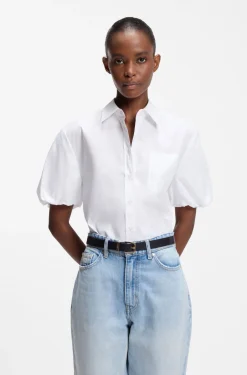 Relaxed-fit blouse in cotton poplin