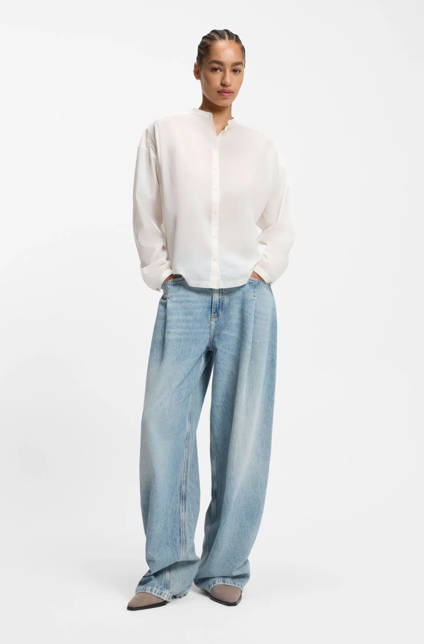 Relaxed-fit blouse in cotton voile