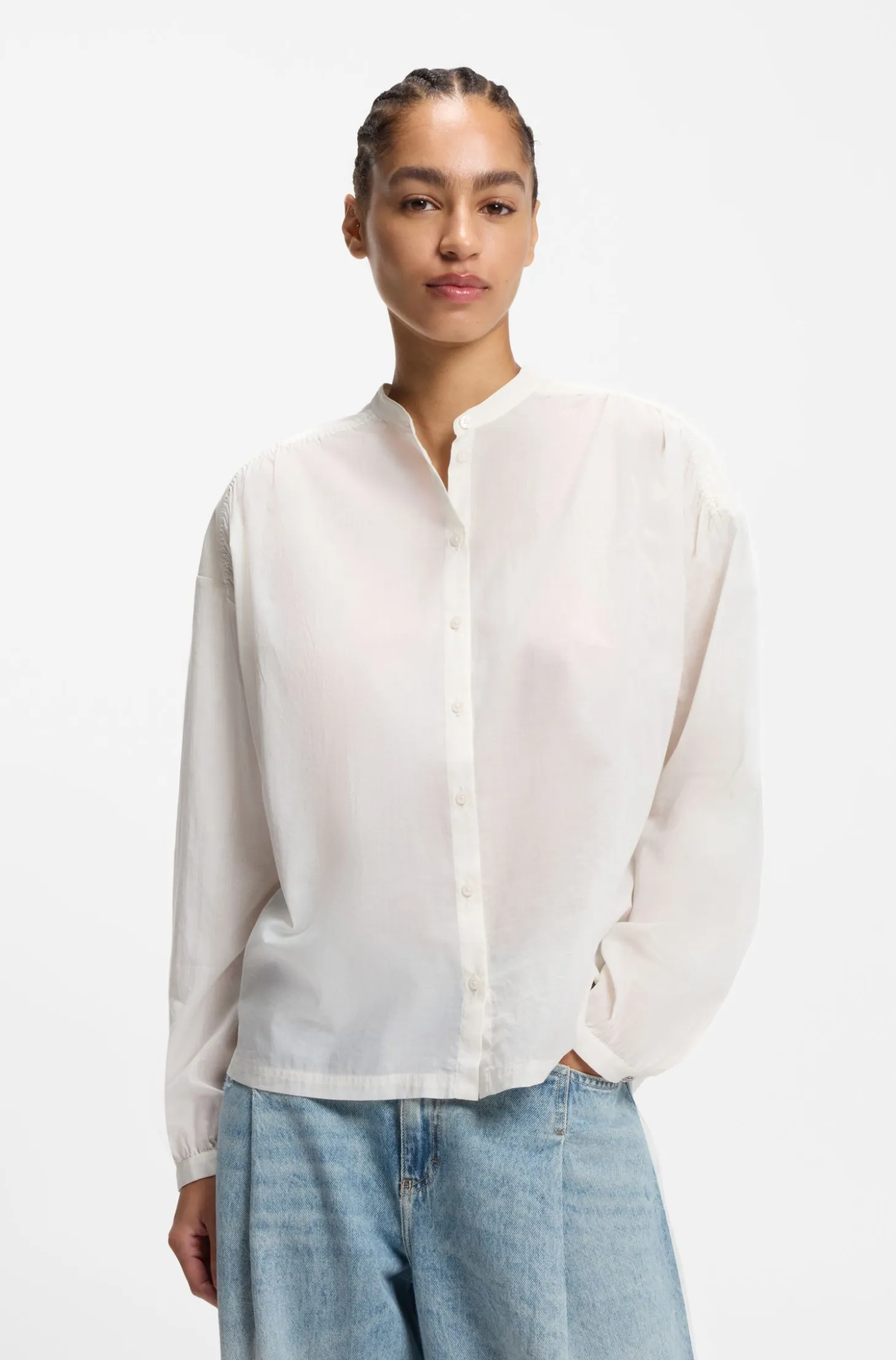 Relaxed-fit blouse in cotton voile