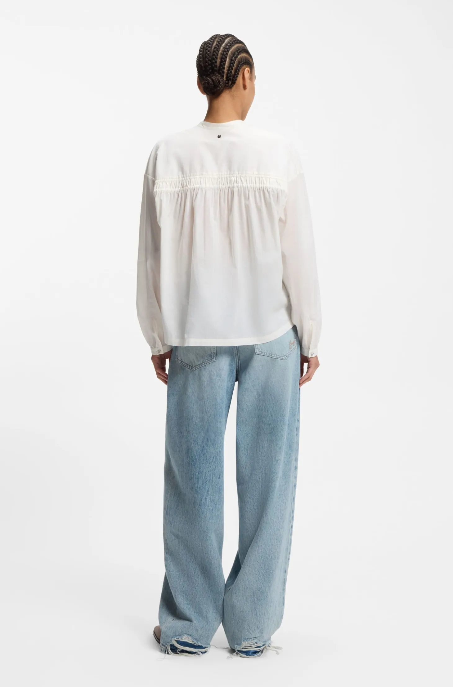 Relaxed-fit blouse in cotton voile