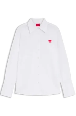 Relaxed-fit blouse in Oxford cotton with heart logo