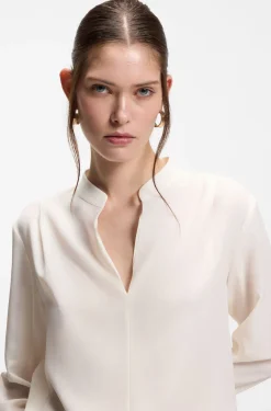 Relaxed-fit blouse in sandwashed silk