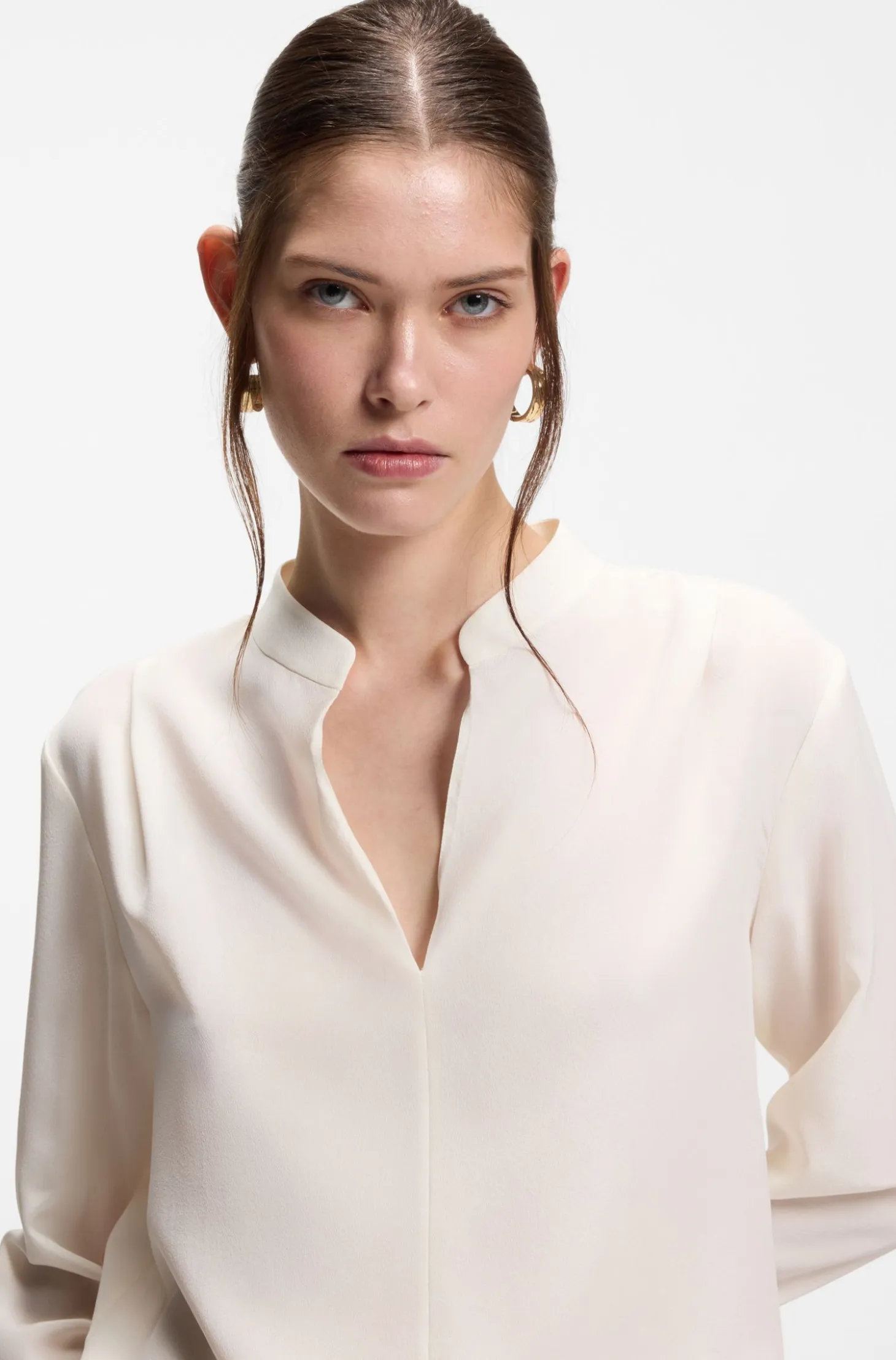 Relaxed-fit blouse in sandwashed silk