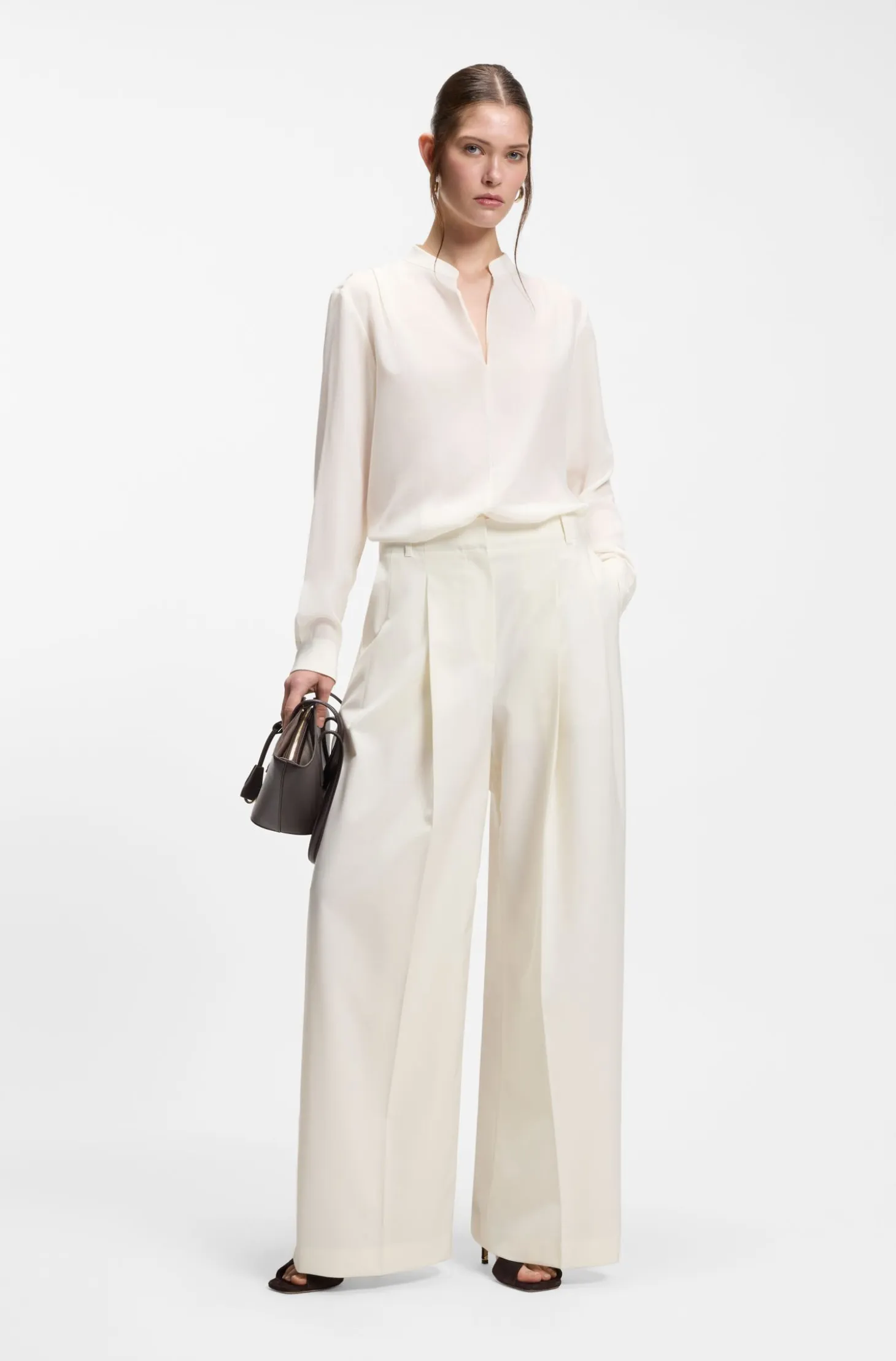 Relaxed-fit blouse in sandwashed silk