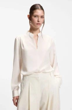Relaxed-fit blouse in sandwashed silk