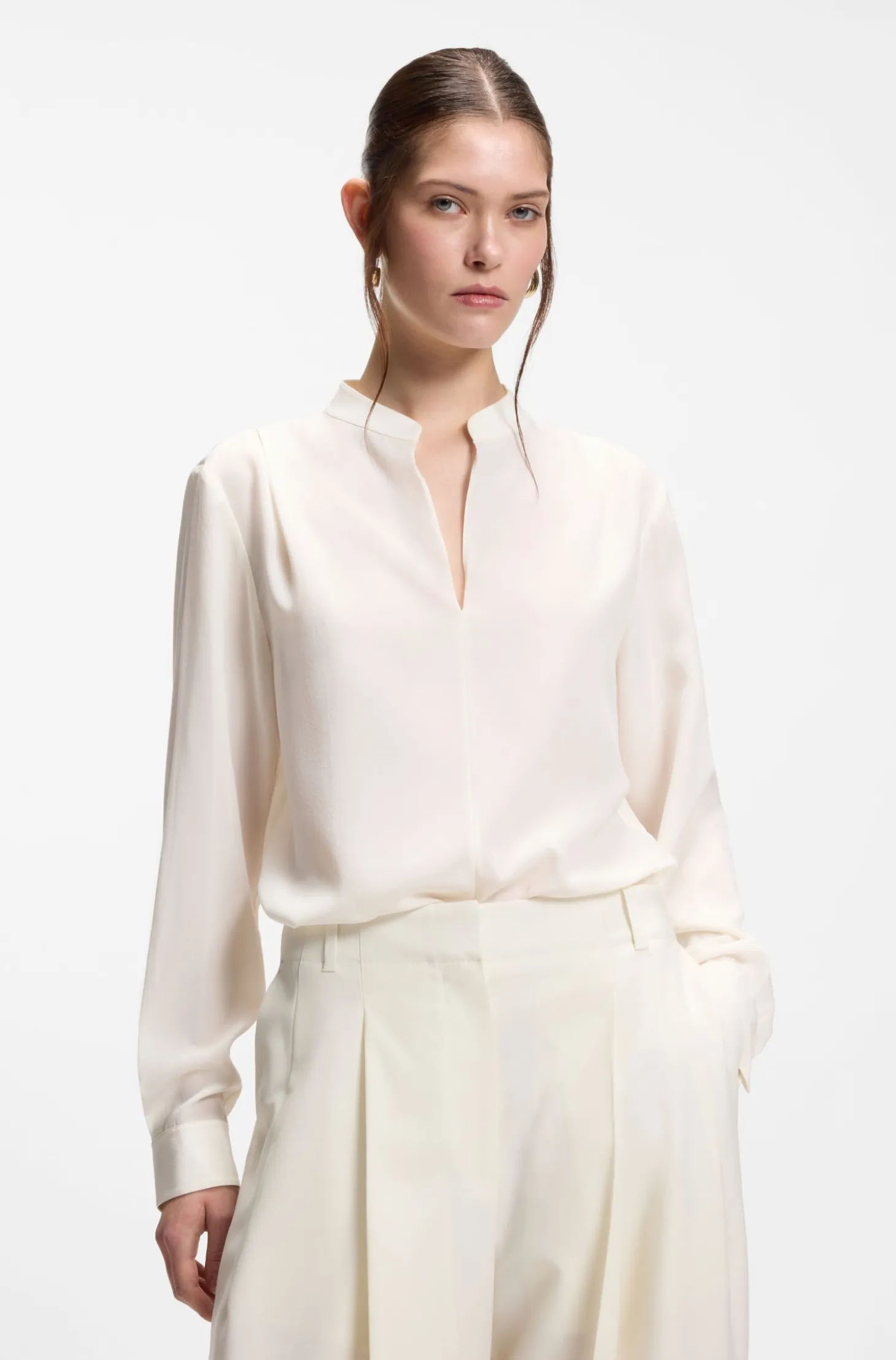 Relaxed-fit blouse in sandwashed silk
