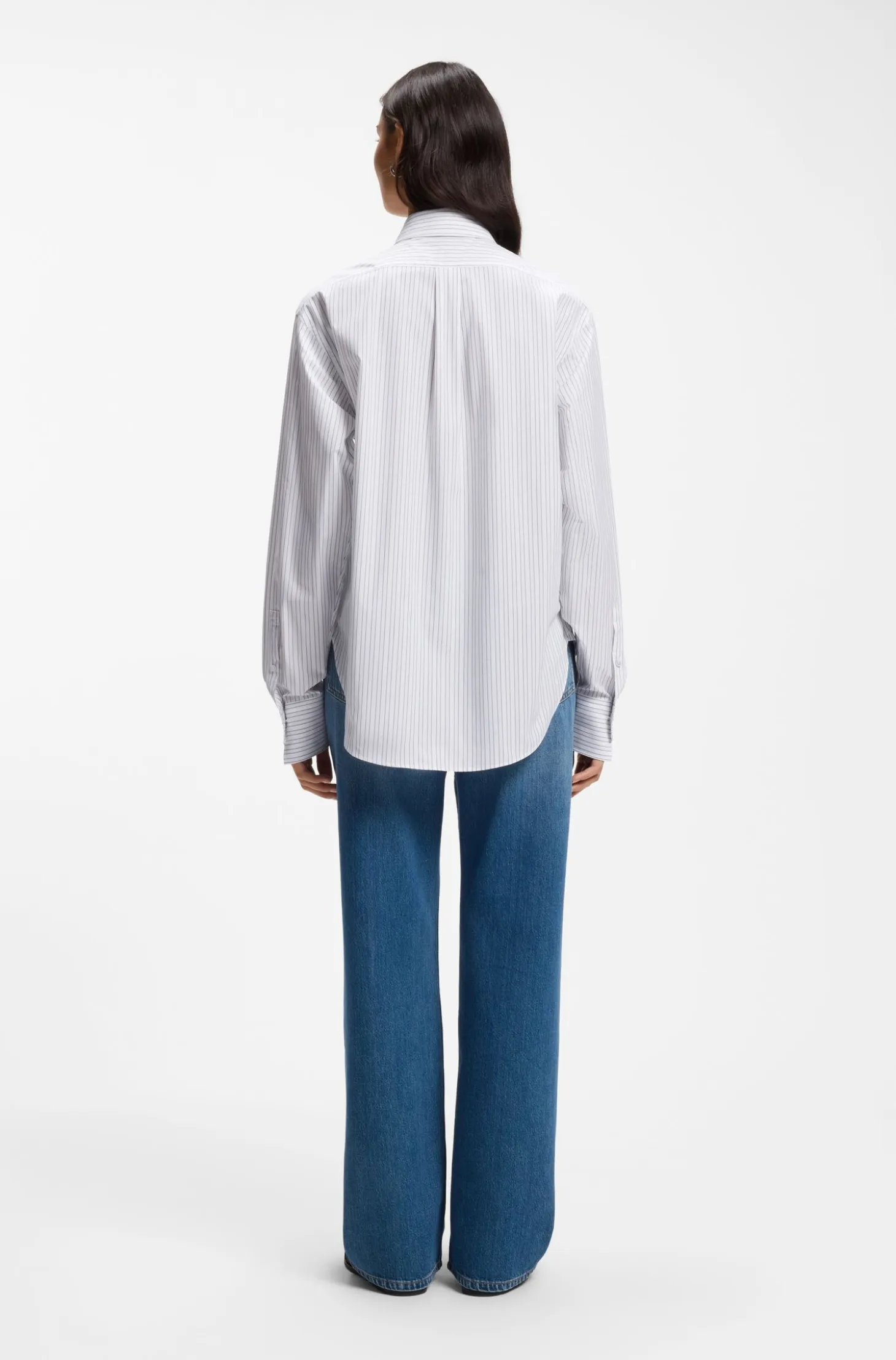 Relaxed-fit blouse in striped cotton poplin