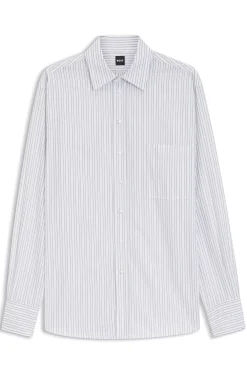 Relaxed-fit blouse in striped cotton poplin
