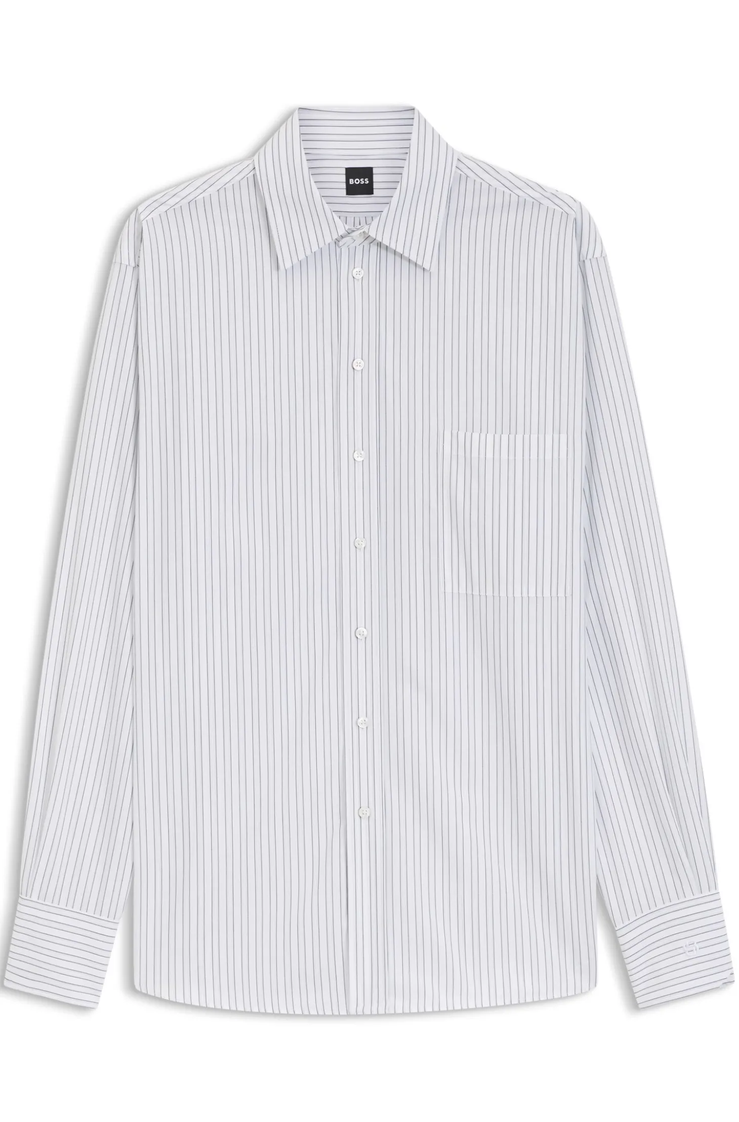 Relaxed-fit blouse in striped cotton poplin