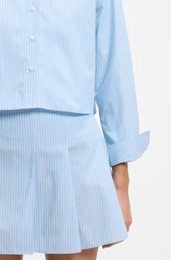 Relaxed-fit blouse in striped cotton poplin