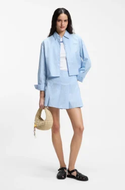 Relaxed-fit blouse in striped cotton poplin