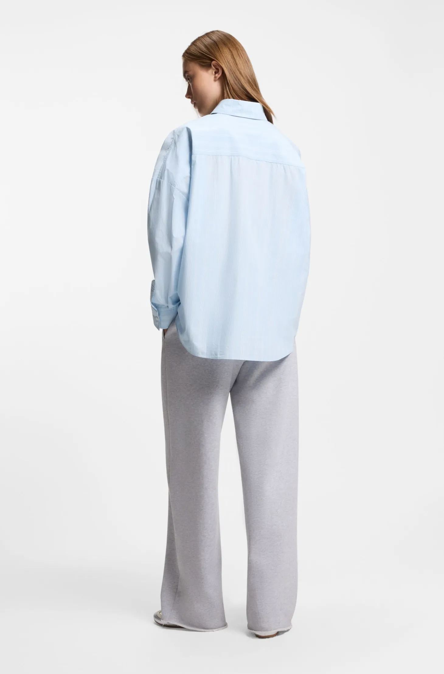 Relaxed-fit blouse in striped cotton poplin