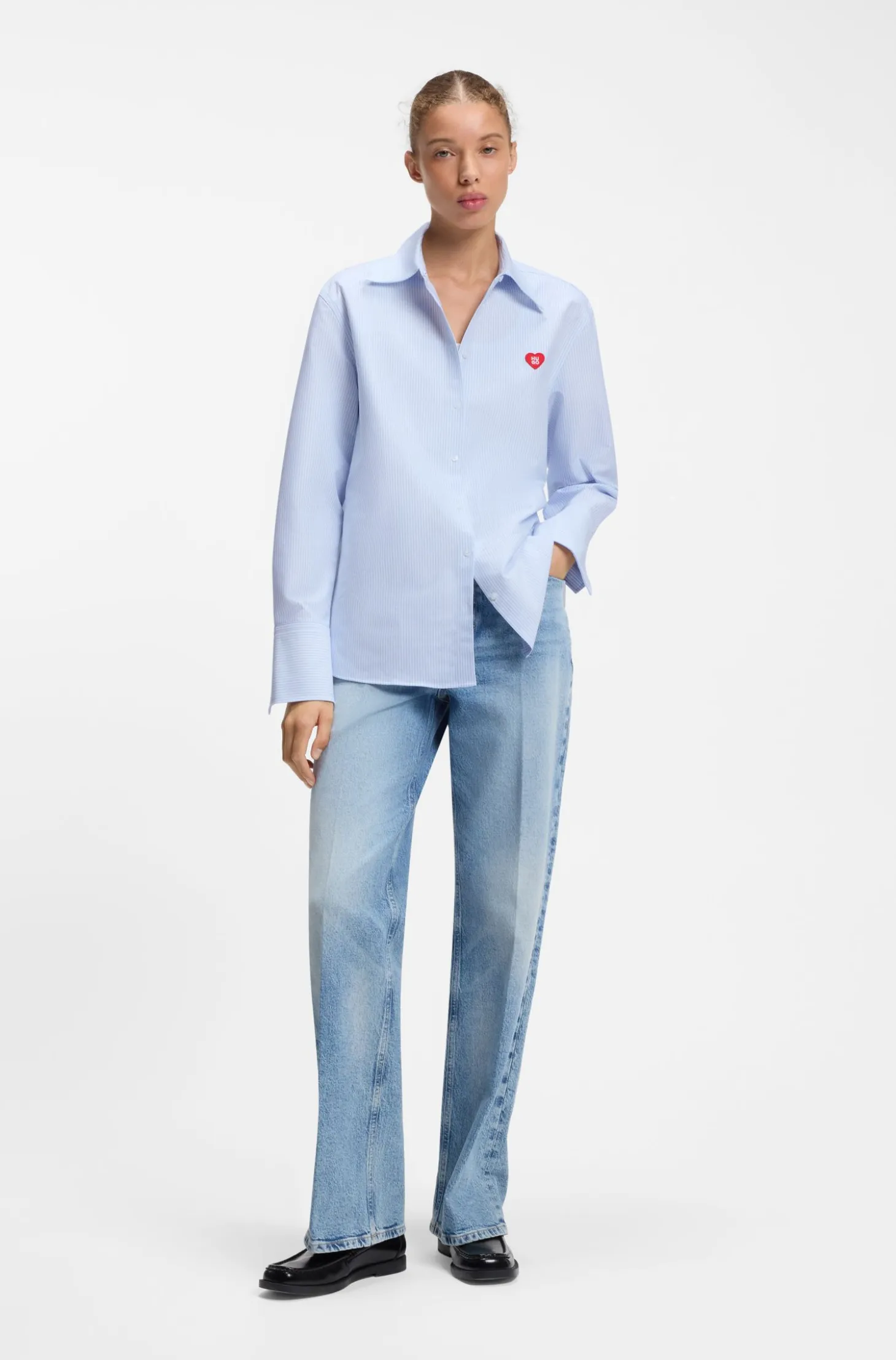 Relaxed-fit blouse in striped Oxford cotton