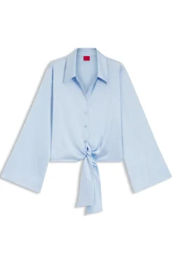 Relaxed-fit blouse with a tie-front feature