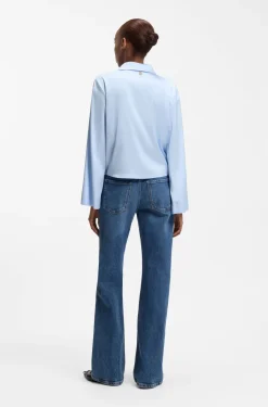 Relaxed-fit blouse with a tie-front feature