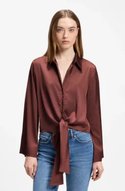 Relaxed-fit blouse with a tie-front feature