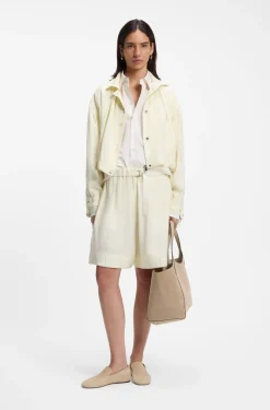 Relaxed-fit bomber jacket with stand collar