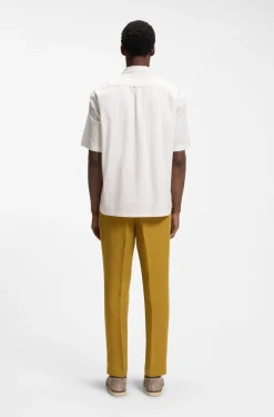 Relaxed-fit camp-collar shirt in stretch cotton poplin
