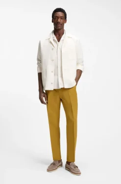 Relaxed-fit camp-collar shirt in stretch cotton poplin