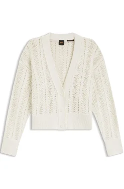 Relaxed-fit cardigan in a wave-structured cotton blend
