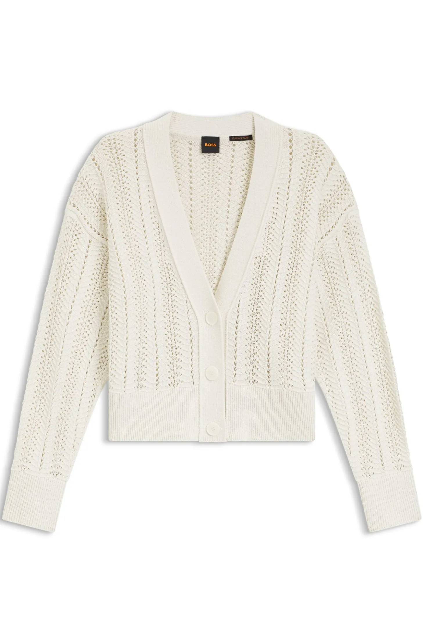 Relaxed-fit cardigan in a wave-structured cotton blend