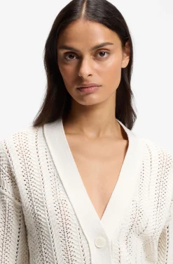 Relaxed-fit cardigan in a wave-structured cotton blend