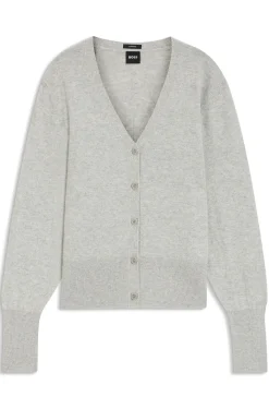 Relaxed-fit cardigan in cashmere with ribbed trims