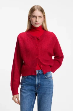 Relaxed-fit cardigan with open-knit details