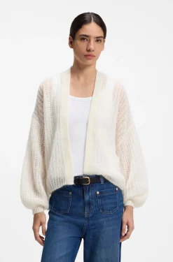 Relaxed-fit cardigan with open-knit structure