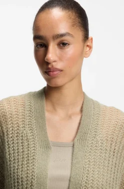 Relaxed-fit cardigan with open-knit structure