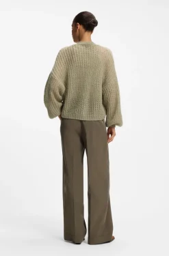 Relaxed-fit cardigan with open-knit structure