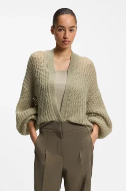 Relaxed-fit cardigan with open-knit structure