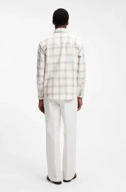 Relaxed-fit check shirt in virgin wool blend