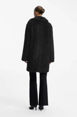 Relaxed-fit coat in textured faux fur