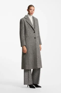 Relaxed-fit coat with herringbone pattern