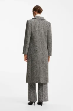 Relaxed-fit coat with herringbone pattern
