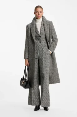 Relaxed-fit coat with herringbone pattern