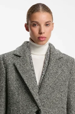 Relaxed-fit coat with herringbone pattern