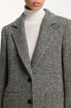 Relaxed-fit coat with herringbone pattern