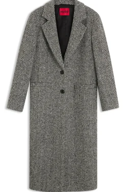 Relaxed-fit coat with herringbone pattern