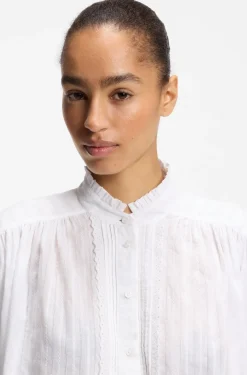 Relaxed-fit cotton blouse with balloon sleeves